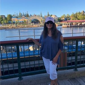 - Plus Size Blue Comfy Blouse Peekaboo Top Sizes 1X-3X